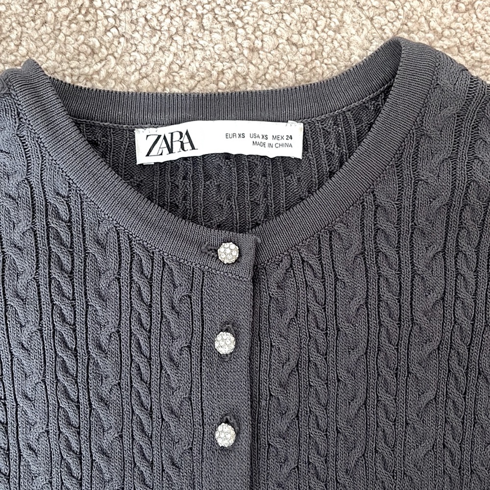 Zara Rhinestone Embellished Button Down Cardigan - Picture 2 of 3